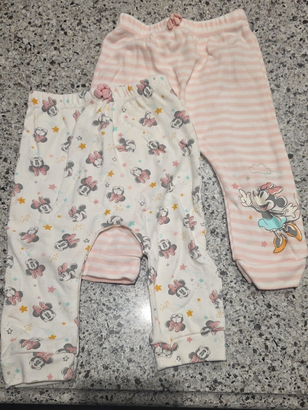 Disney Minnie Mouse Pink & White Baby One-Piece Footies Set
